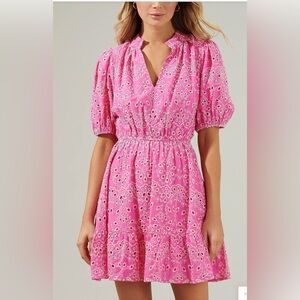 Sugarlips Plus Rosie Embroidered Eyelet V-neck Puff Sleeve Mini Dress Size 2X